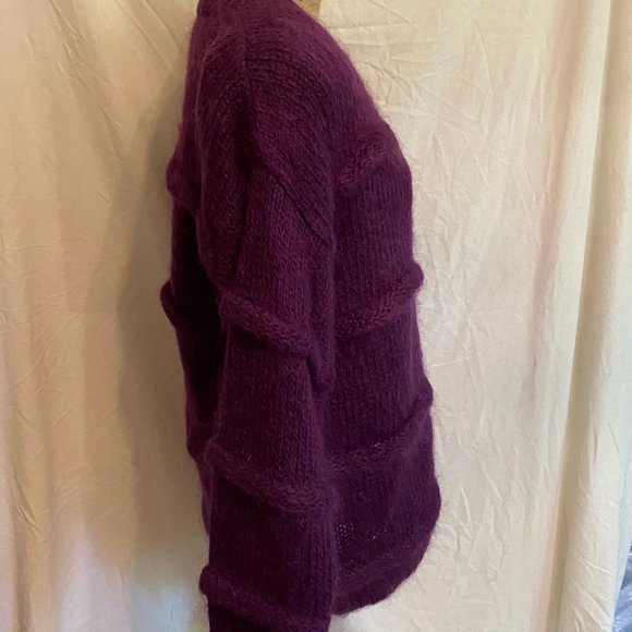 Vintage Chelsea Young mohair purple cardigan sweater, size L NWT - Picture 4 of 7
